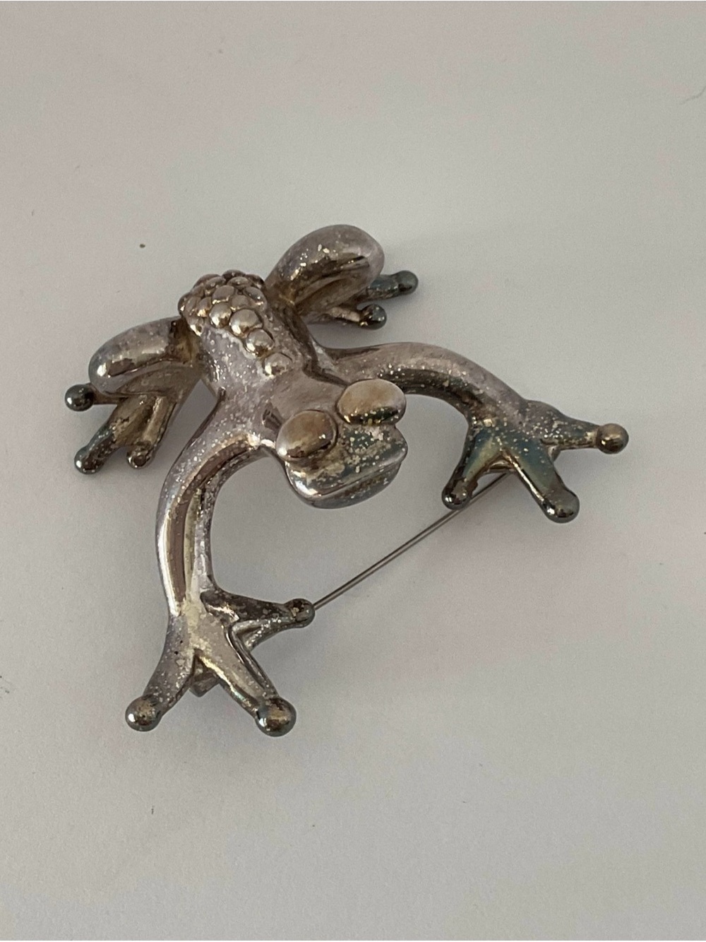 Vintage Joe Eustace JE 925 Sterling Silver Frog Brooch Pin 3D Figural - Picture 4 of 6